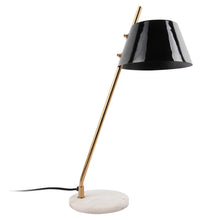 Cargar imagen en el visor de la galería, Lámpara sobremesa metal negro dorado mármol blanco Ø16x53 cm E14 - PGLS0053