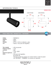 Cargar imagen en el visor de la galería, Foco metal negro para riel magnético LED 10W 48V - TDFO0012