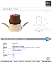 Cargar imagen en el visor de la galería, Foco embutido dimeable metal blanco Ø 8,4 cm LED 8W - TOFO0031