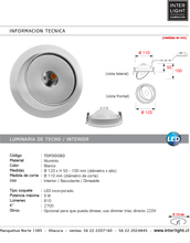 Cargar imagen en el visor de la galería, Foco embutido basculante aluminio blanco dimeable Ø12 cm LED 9W - TOFO0080