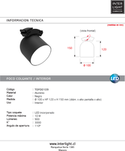 Cargar imagen en el visor de la galería, Foco colgante negro 10w 3000k 48v - TOFO0109