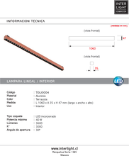 Cargar imagen en el visor de la galería, Lámpara lineal terracota 3000K 40w 48v - TOLI0004