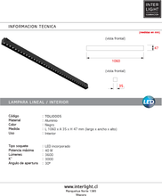 Cargar imagen en el visor de la galería, Lámpara lineal negro 3000K 40w 48v - TOLI0005