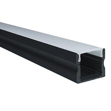 Cargar imagen en el visor de la galería, Soporte cinta LED aluminio negro con difusor policarbonato opal 2 metros - UMPE0001