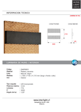 Cargar imagen en el visor de la galería, Apliqué madera nativa calada natural con negro LED 10W - ZIAP0001