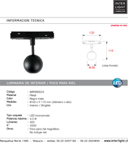 Cargar imagen en el visor de la galería, Foco metal negro para riel magnético LED 4,5W - ARFO0024
