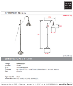 Lámpara de pie metal E27 - DCLP0004