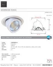 Cargar imagen en el visor de la galería, Foco embutido basculante blanco LED 25W - EVFO0014