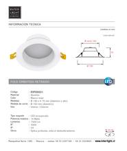 Cargar imagen en el visor de la galería, Foco embutido optica profunda blanco mate LED 16W - EVFO0031