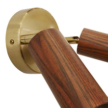 Cargar imagen en el visor de la galería, Foco muro bronce madera café 2 luces LED 2W - GOFO0002