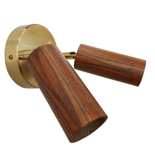Cargar imagen en el visor de la galería, Foco muro bronce madera café 2 luces LED 2W - GOFO0002