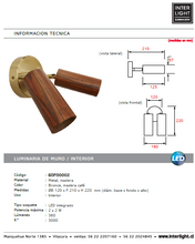 Cargar imagen en el visor de la galería, Foco muro bronce madera café 2 luces LED 2W - GOFO0002
