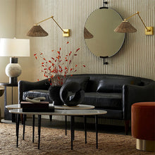 Cargar imagen en el visor de la galería, Apliqué metal bronce pantalla ratán Ø30x45x39 cm E27 - LGAP0113