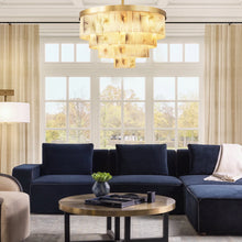 Cargar imagen en el visor de la galería, Lámpara colgante metal bronce alabastro blanco jaspeado Ø81x1,51 cm 16 luces E14 - LGLC0127