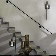 Cargar imagen en el visor de la galería, Apliqué metal negro vidrio Ø16x56 cm E27 - LLAP0070