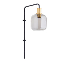 Cargar imagen en el visor de la galería, Apliqué metal negro vidrio Ø16x56 cm E27 - LLAP0070