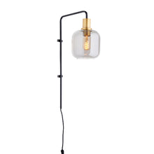 Cargar imagen en el visor de la galería, Apliqué metal negro vidrio Ø16x56 cm E27 - LLAP0070