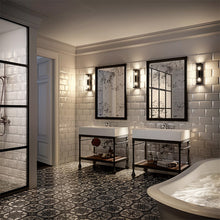 Cargar imagen en el visor de la galería, Apliqué metal vidrio grafito exterior IP 54 14x40 cm 2 luces E27 - LUAP0015