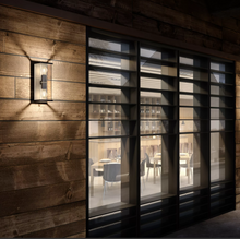 Cargar imagen en el visor de la galería, Apliqué metal vidrio grafito exterior IP 54 14x40 cm 2 luces E27 - LUAP0015