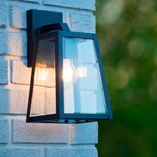 Cargar imagen en el visor de la galería, Aplique metal negro vidrio transparente 18x14,5x30,5 cm E27 - LUAP0045