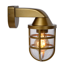 Cargar imagen en el visor de la galería, Apliqué metal vidrio dorado exterior IP 44 Ø 11,2x21,5 cm E27 - LUAP0076