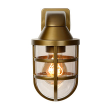 Cargar imagen en el visor de la galería, Apliqué metal vidrio dorado exterior IP 44 Ø 11,2x21,5 cm E27 - LUAP0076