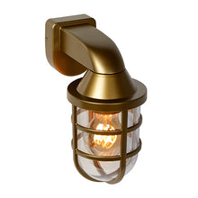 Cargar imagen en el visor de la galería, Apliqué metal vidrio dorado exterior IP 44 Ø 11,2x21,5 cm E27 - LUAP0076