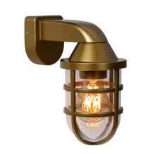 Cargar imagen en el visor de la galería, Apliqué metal vidrio dorado exterior IP 44 Ø 11,2x21,5 cm E27 - LUAP0076