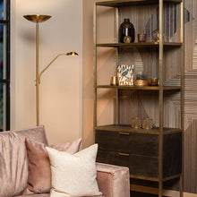 Cargar imagen en el visor de la galería, Lámpara de pie metal lector oro mate Ø 25,4x1,80 cm LED 20W 4W - LULP0065