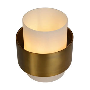 Lámpara sobremesa metal vidrio blanco bronce Ø20x23,5 cm E27 - LULS0124