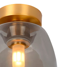Cargar imagen en el visor de la galería, Plafón metal vidrio bronce humo IP44 Ø 16.1x16.8 cm G9 - LUPL0013