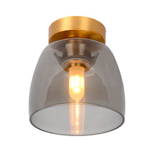 Cargar imagen en el visor de la galería, Plafón metal vidrio bronce humo IP44 Ø 16.1x16.8 cm G9 - LUPL0013