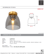 Cargar imagen en el visor de la galería, Plafón metal vidrio bronce humo IP44 Ø 16.1x16.8 cm G9 - LUPL0013