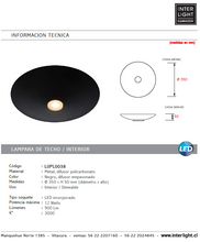 Cargar imagen en el visor de la galería, Plafón metal negro Ø 35x5 cm LED 12W - LUPL0038