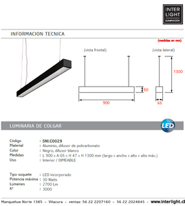 Lámpara colgante aluminio dimeable negro 90 cm LED 30W - SNLC0029