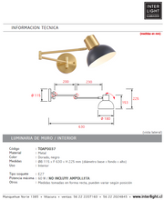 Cargar imagen en el visor de la galería, Apliqué metal negro dorado articulado E27 - TOAP0037