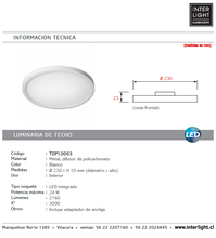 Cargar imagen en el visor de la galería, Plafón metal blanco Ø 23 cm LED 24W - TOPL0003
