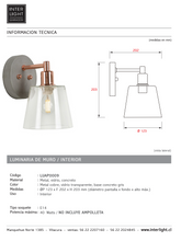 Cargar imagen en el visor de la galería, Apliqué metal vidrio concreto Ø 12x20,3 E14 - LUAP0009