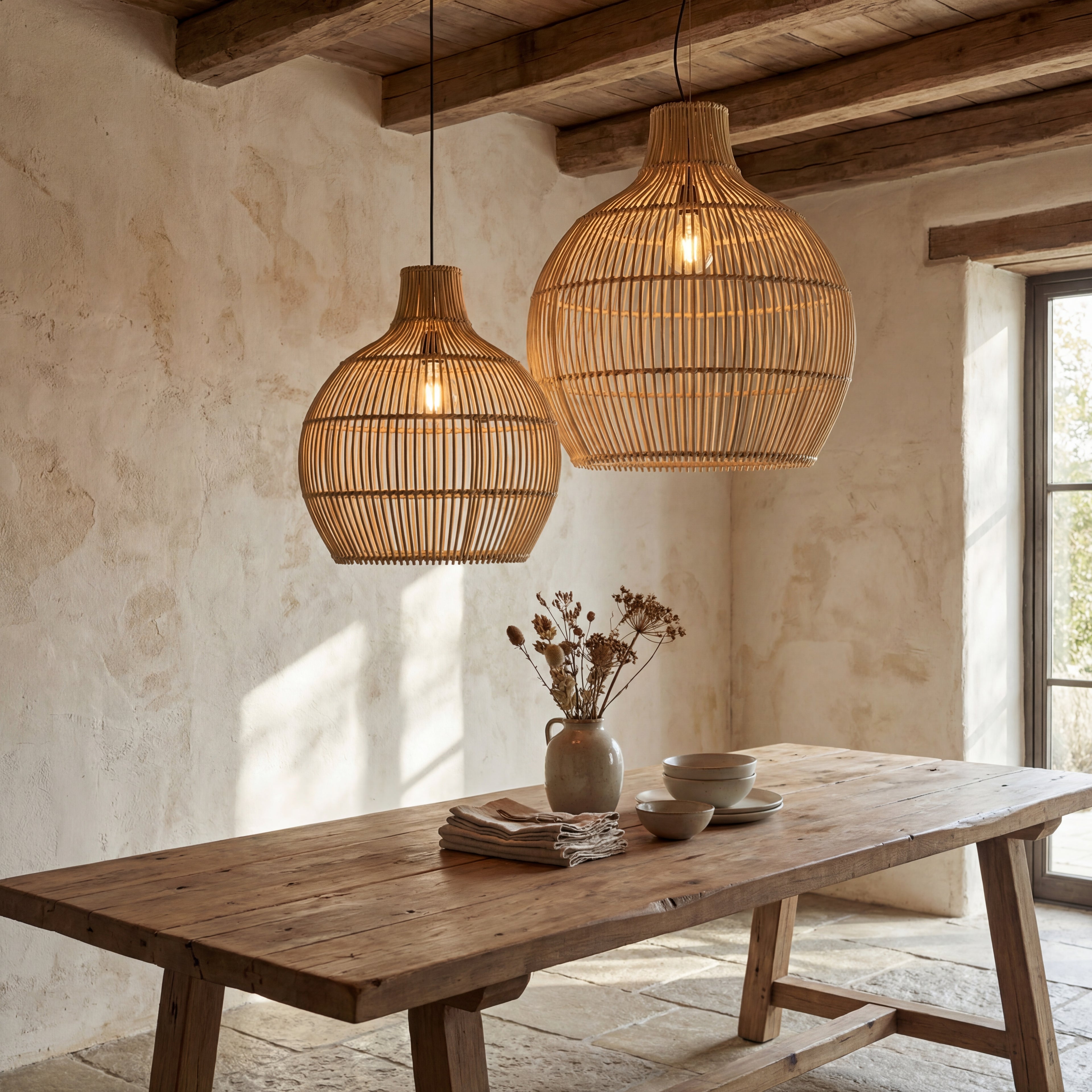 Lámpara colgante ratán natural Ø60x65 cm E27 - PLLC0028