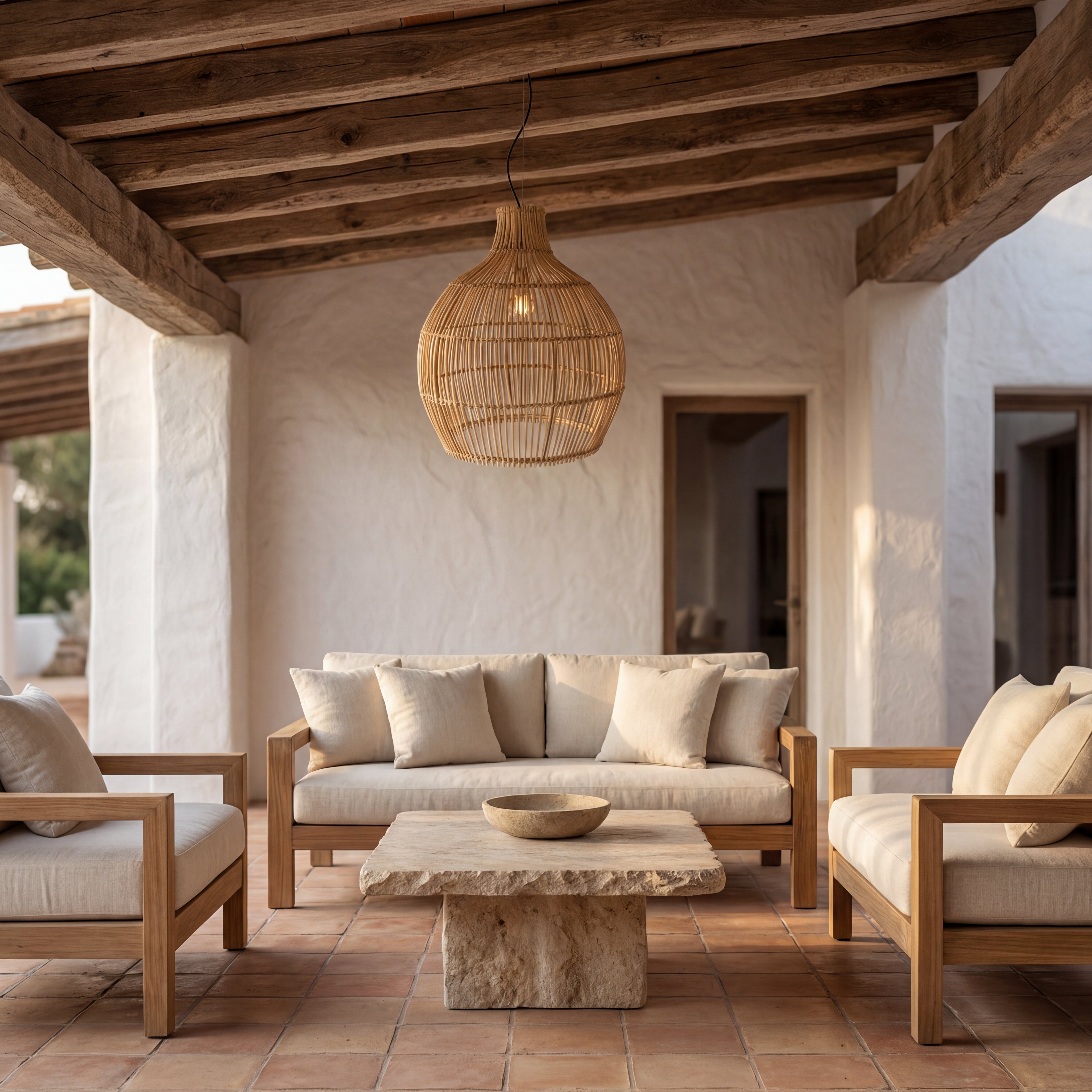 Lámpara colgante ratán natural Ø50x55 cm E27 - PLLC0027
