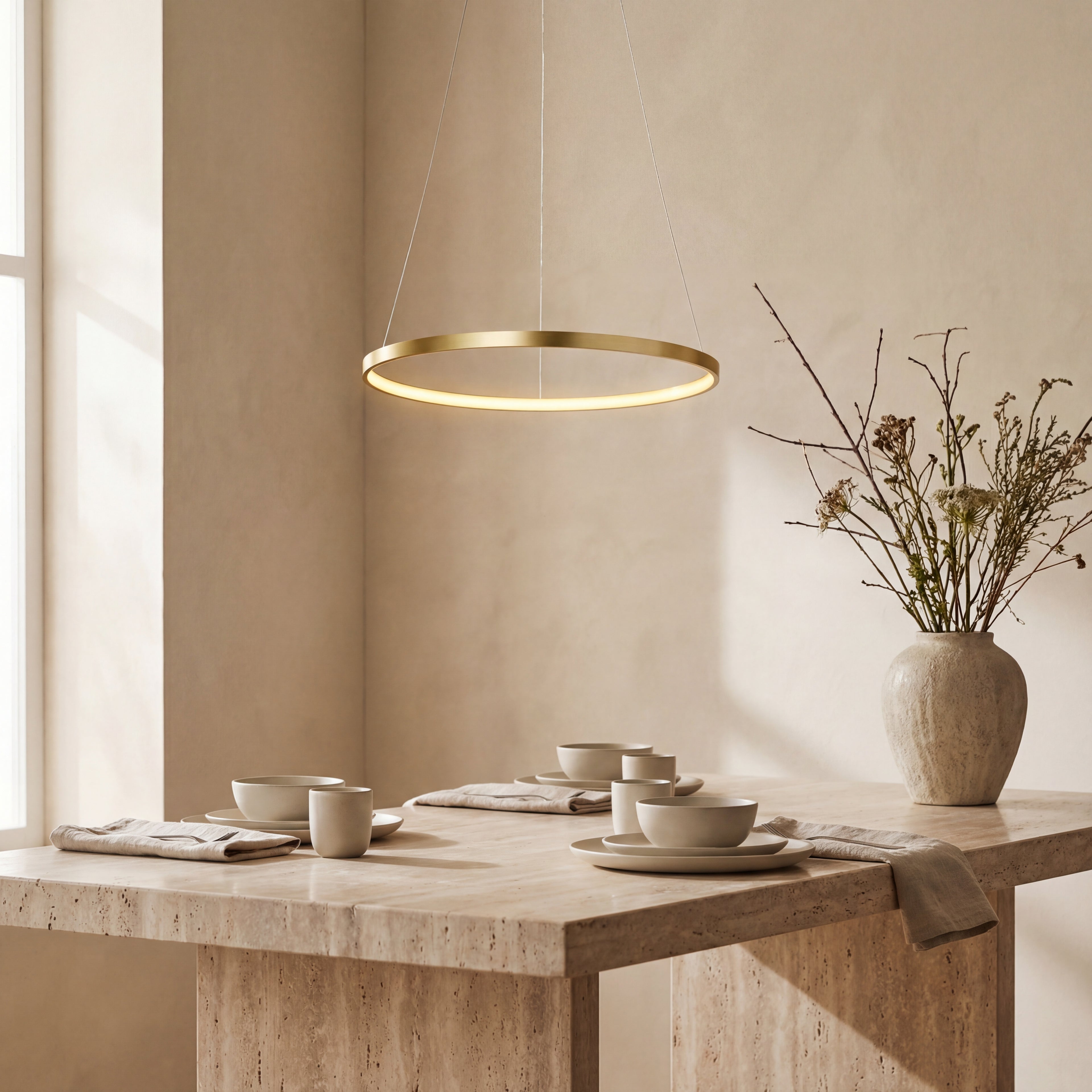 Lámpara colgante aluminio oro aro Ø 80 cm LED 48W - OYLC0004