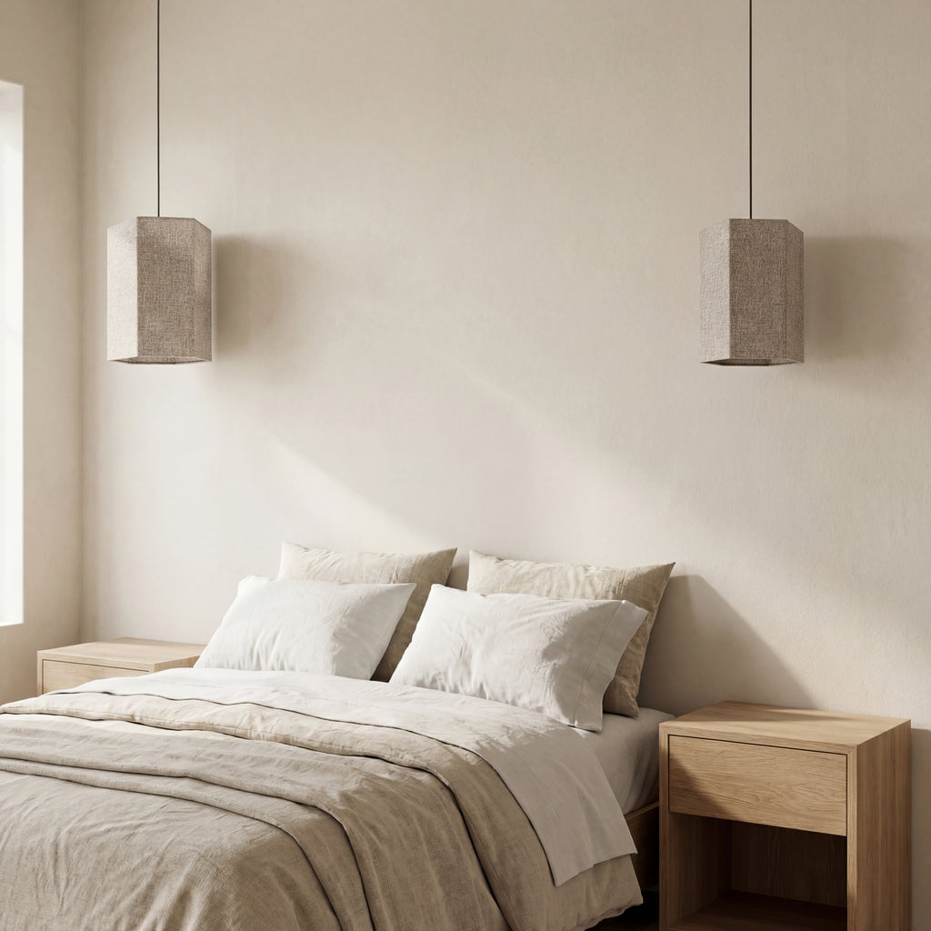 Lámpara colgante lino natural Ø22 cm E27 - OPLC0067
