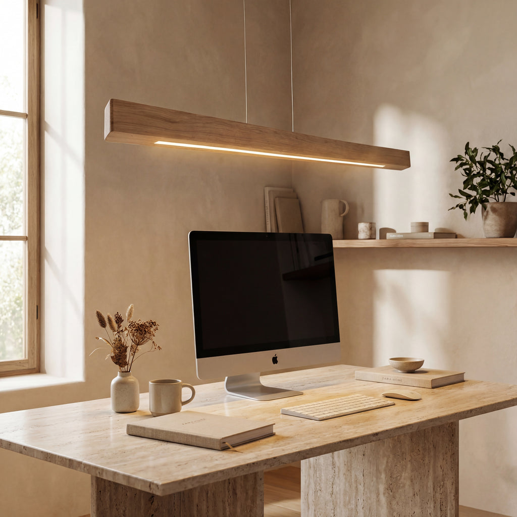Lámpara colgante madera lenga con led por arriba y abajo 150CM LED 20.4W+8.5W - RBLC0009