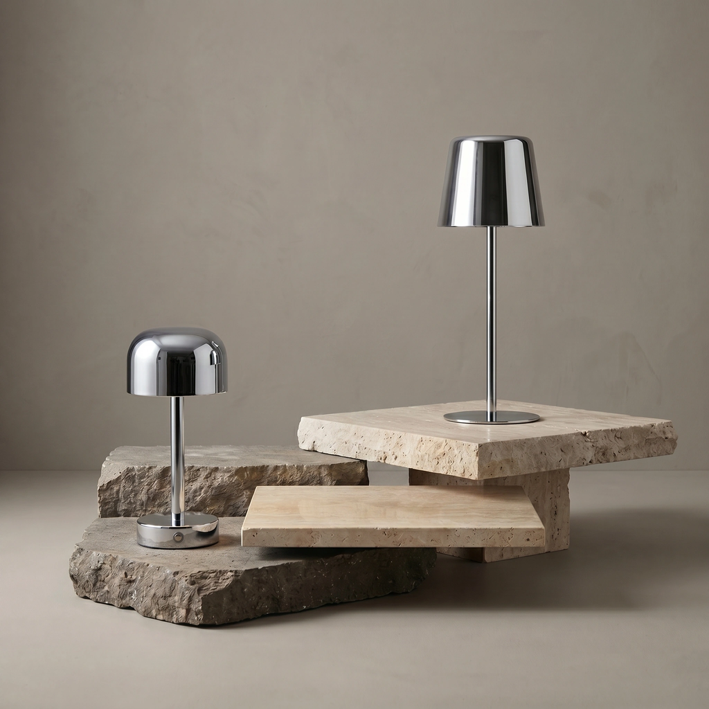 Lámpara de mesa cromo recargable 30cm 3W LED - OPLS0045