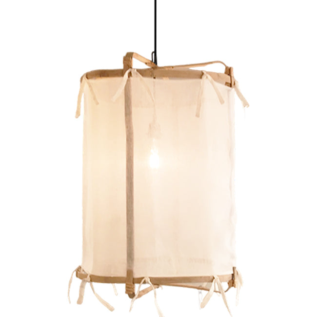 Lámpara colgante de bambú tela blanca Ø50x70 cm E27 - AFLC0014