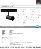 Foco metal negro para riel magnético 20W LED TUYA - ARFO0012