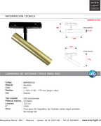 Foco riel magnético aluminio color oro LED 4,5W - ARFO0026