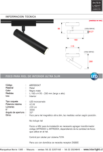 Foco dirigible magnético ultra slim negro LED 4,5W - ARFO0047