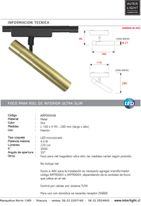 Foco dirigible magnético ultra slim oro LED 4,5W - ARFO0048