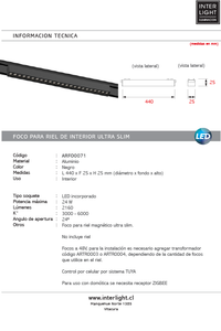 Foco fijo magnético ultra slim negro LED 24W TUYA - ARFO0071